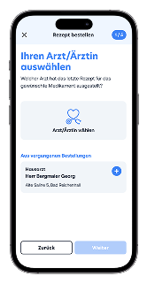 Screenshot der MYA App für Schritt 1 der Anleitung