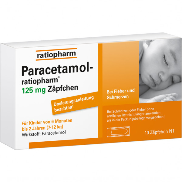 Abbildung für PARACETAMOL-ratiopharm 125 mg Zäpfchen