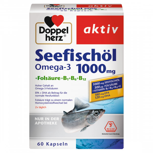 Abbildung für DOPPELHERZ Seefischöl Omega-3 1.000 mg+Fols.Kaps.