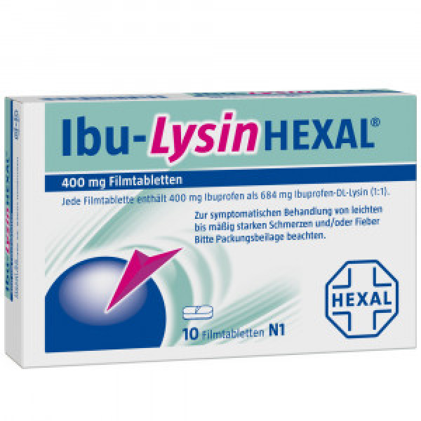 Abbildung für IBU-LYSINHEXAL 400 mg Ibuprofen als 684 mg Ibuprofen-DL-Lysin Filmtabletten (1:1)