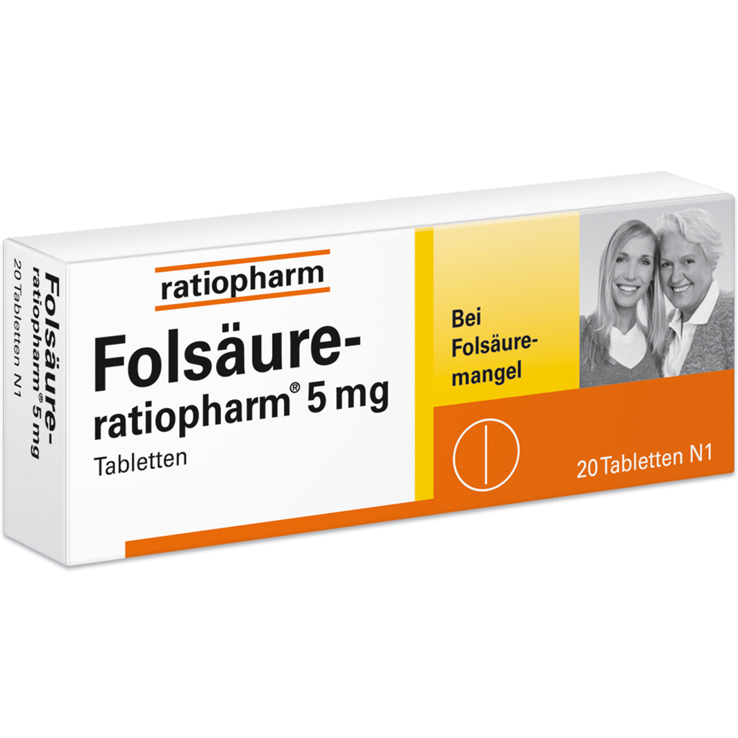 Abbildung für FOLSÄURE-RATIOPHARM 5 mg Tabletten