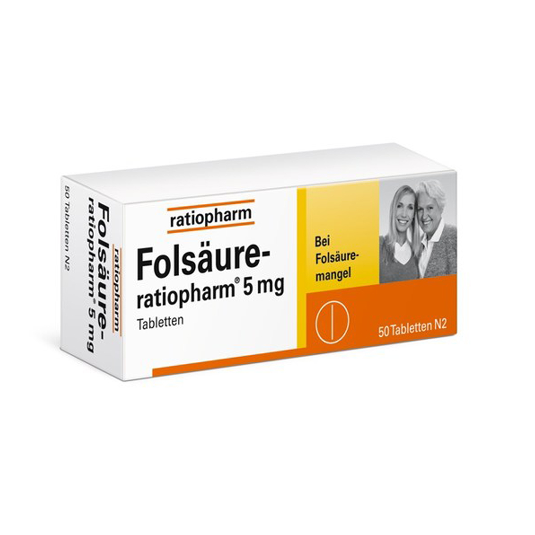 Abbildung für FOLSÄURE-RATIOPHARM 5 mg Tabletten