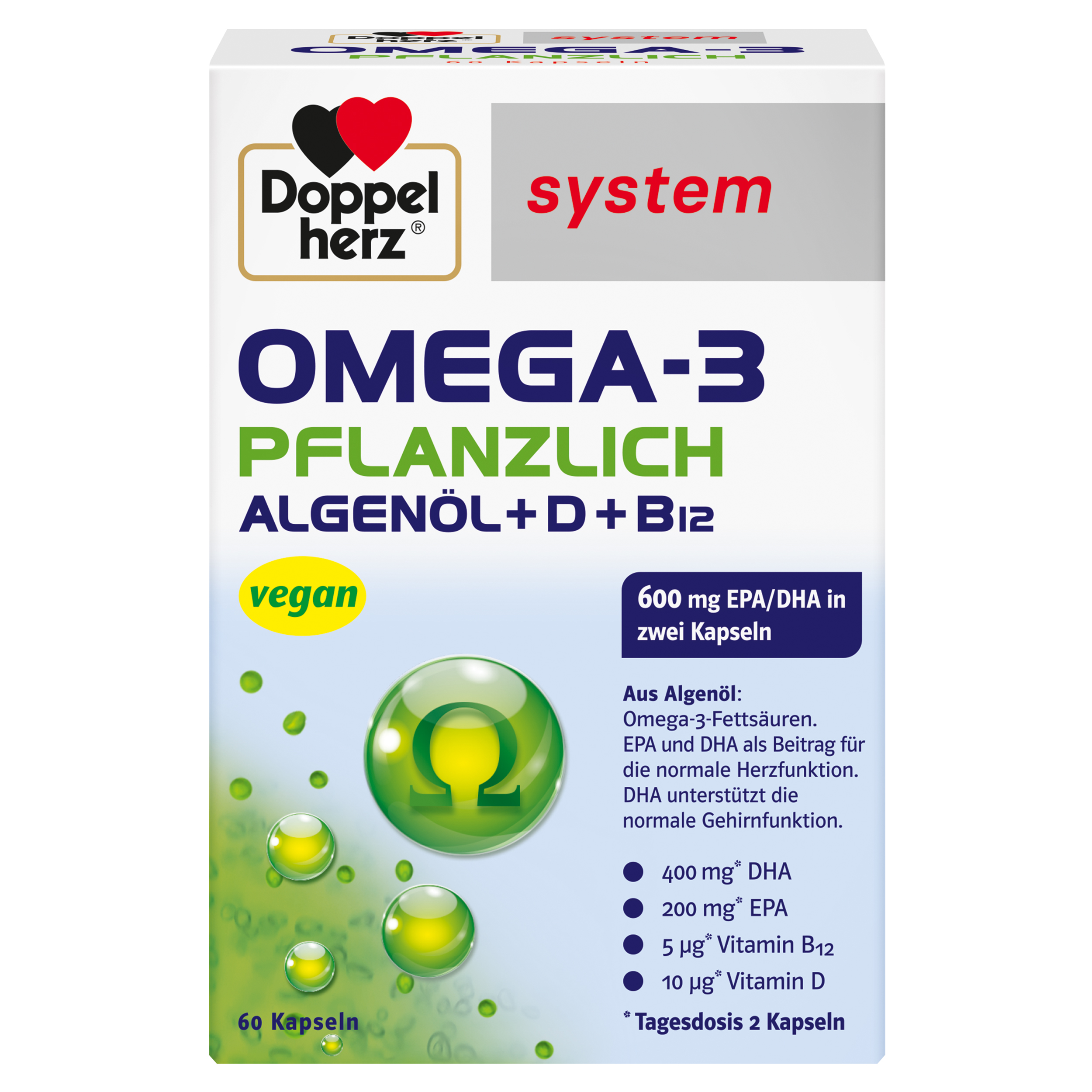 Abbildung für Doppelherz system Omega-3 Pflanzlich + D +B12