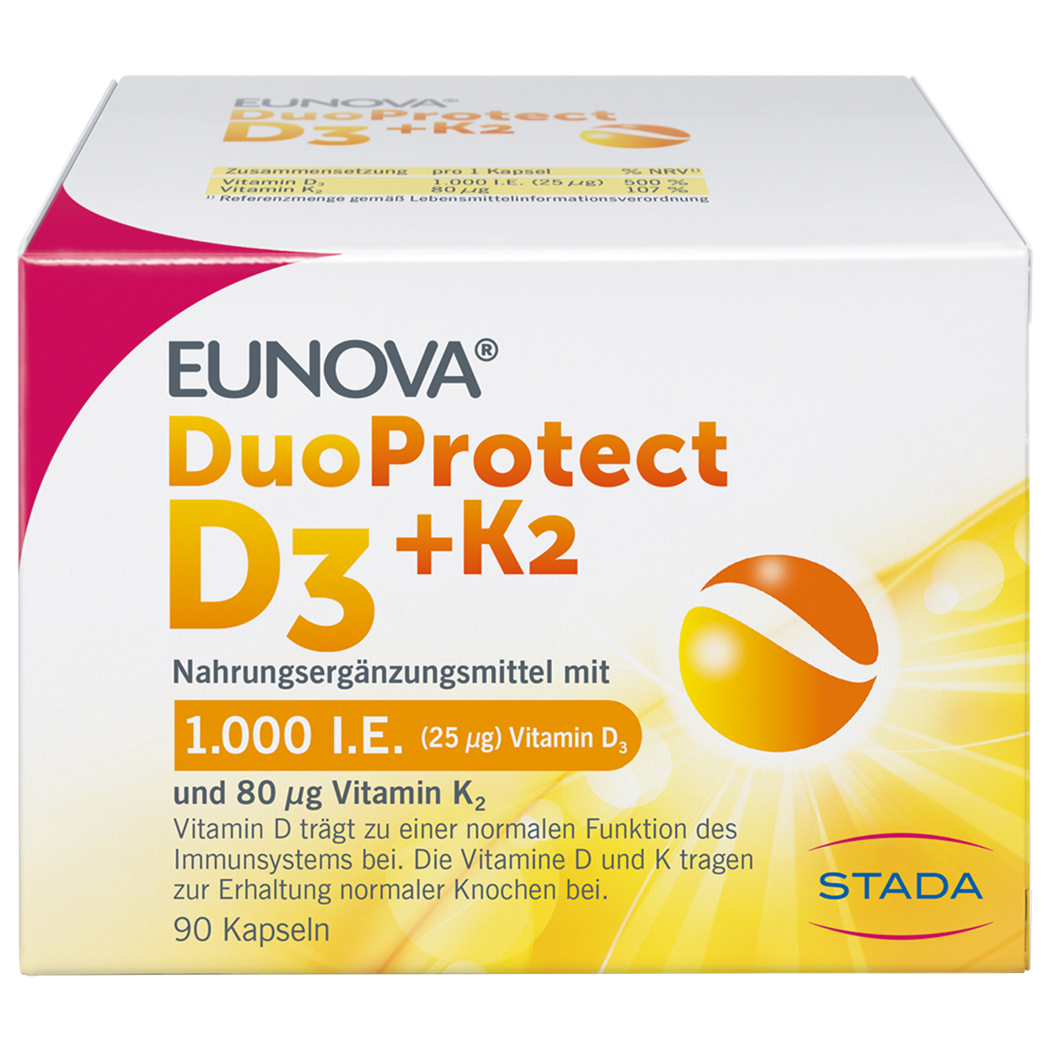 Abbildung für EUNOVA DuoProtect D3+K2 1000 I.E./80 μg Kapseln