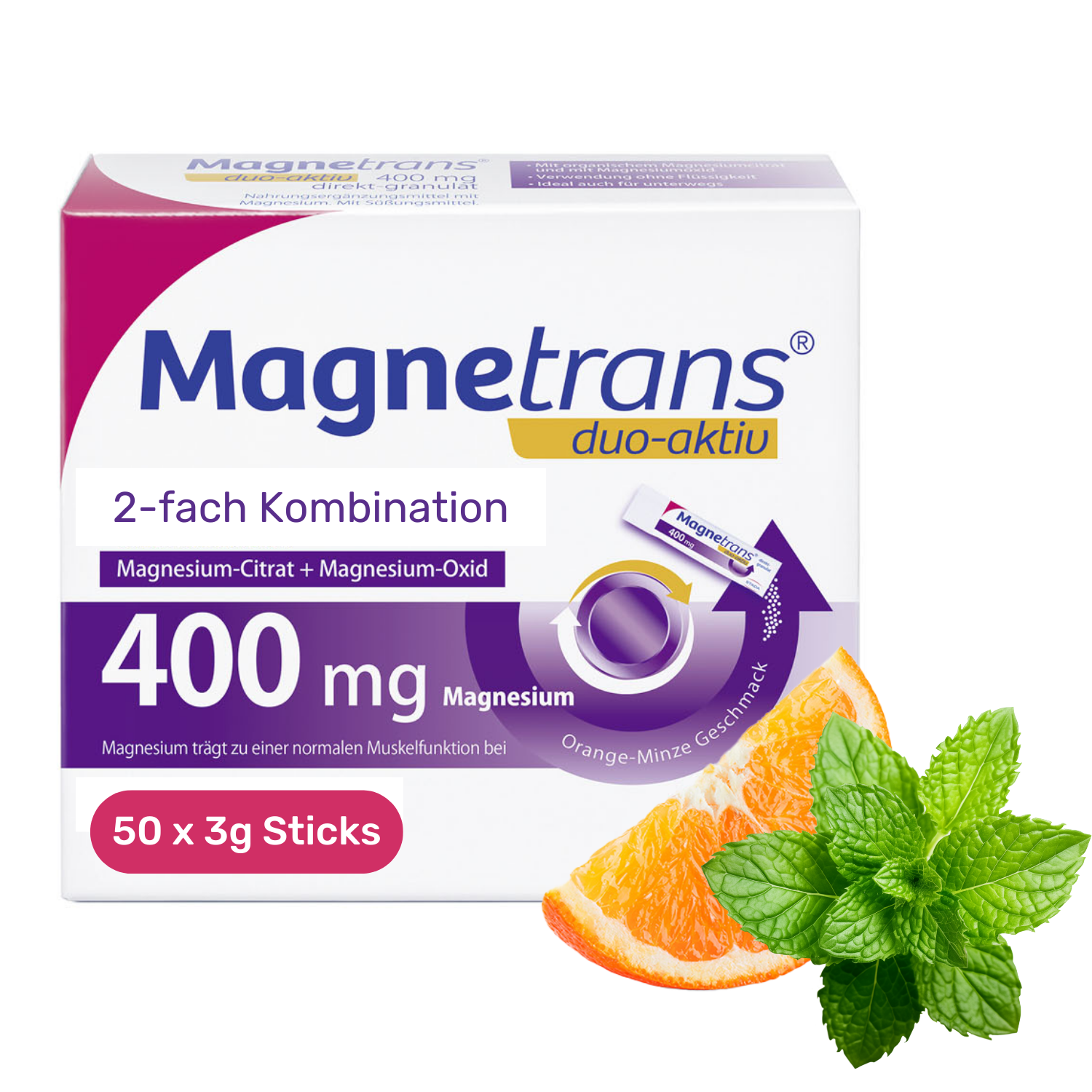 Abbildung für MAGNETRANS duo-aktiv 400 mg Sticks