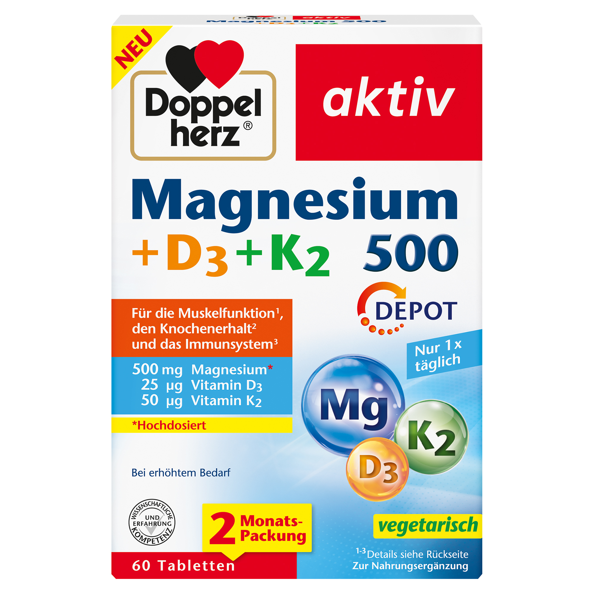 Abbildung für DOPPELHERZ Magnesium 500+D3+K2 Depot Tabletten
